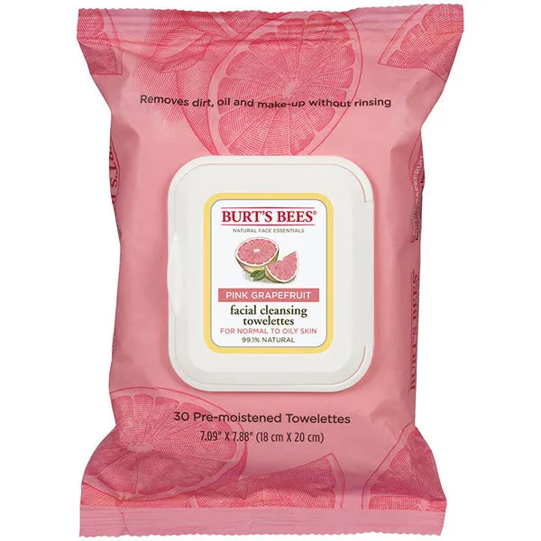 BURT'S BEES - Pink Grapefruit Facial Cleansing Towelettes - 30 Towelettes