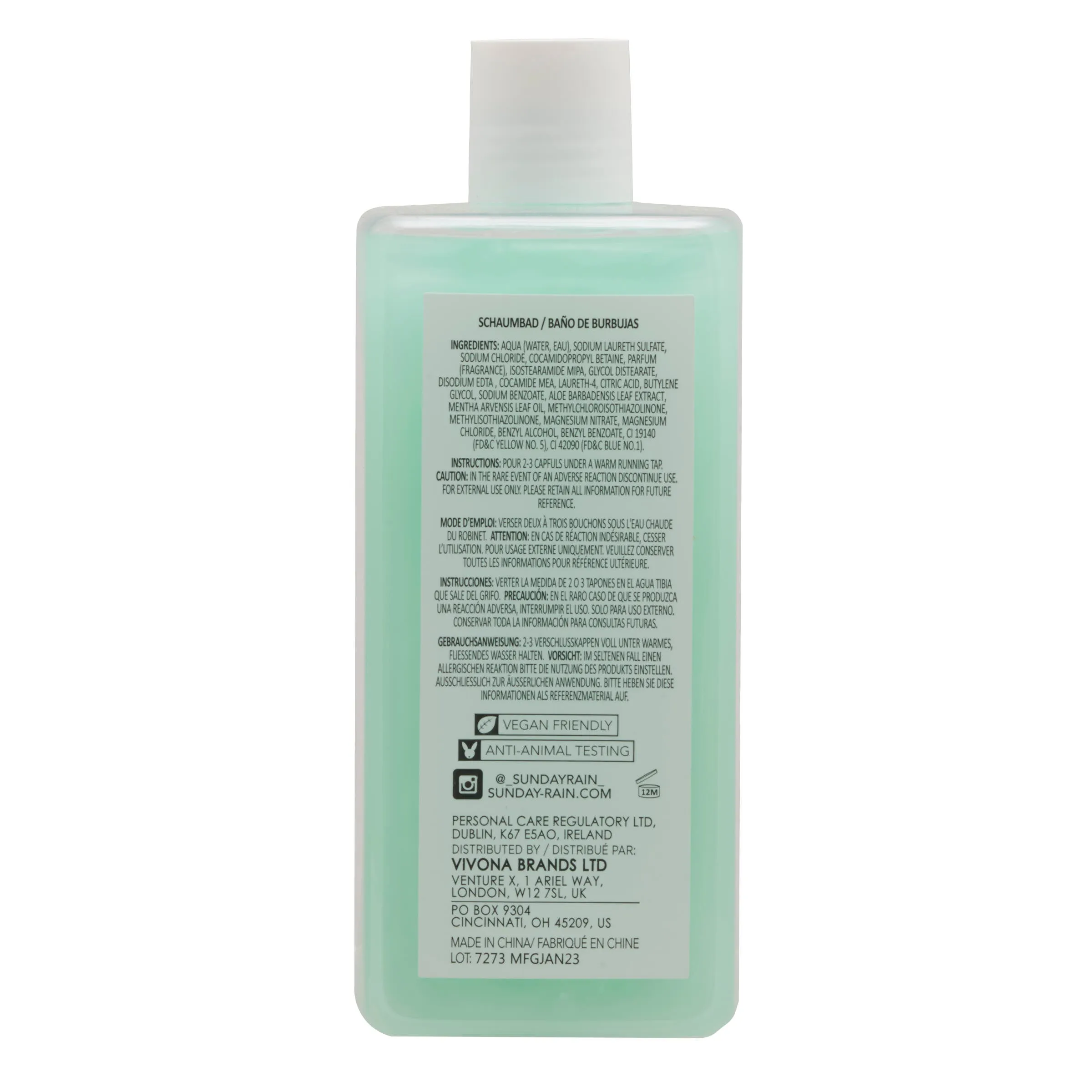 Sunday Rain Aloe Vera & Mint Bubble Bath, 450ml